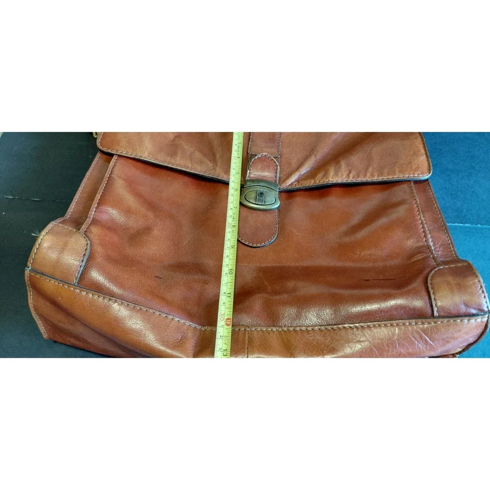 distressed heritage classic vintage executive tan leather briefcase mesenger Bag